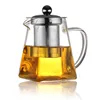 Borosilicate square glass teapot infuser with stainless steel infuser and lid for gifts