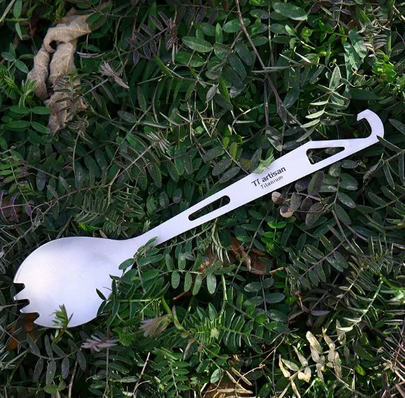 Titanium Spork With Beverage Bottle Opener Outdoor Camping Cutlery