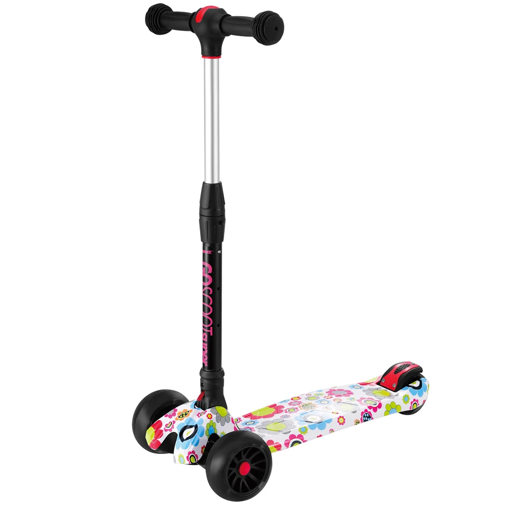 

CE EN71 KC approved wide large wheel folding maxi kids kick scooter with long deck, Pink yellow red blue