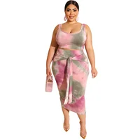 

3XL Two Piece Dye Tie Women Plus Size Dresses