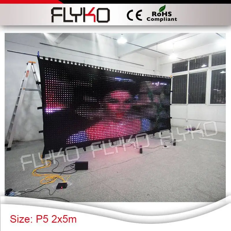 

Free shipping party dj mixer china led display P5cm video curtain screen 2m*5m