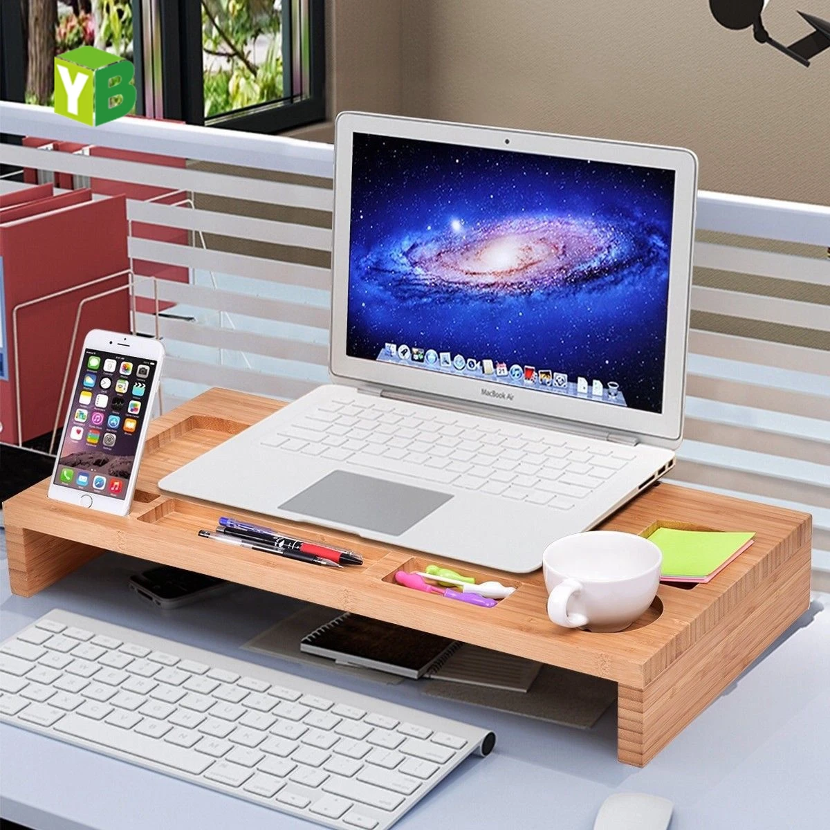 Mdf Lap Desk Tablet Desktop Organizer Wood Monitor Stand Storage