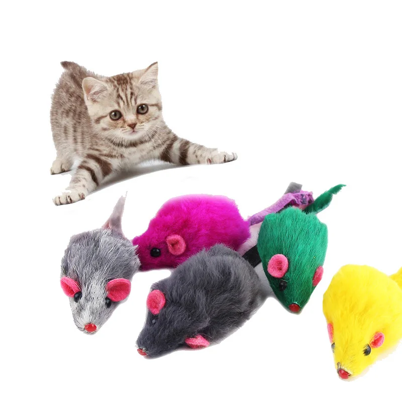 

Cute Plush Cat Toy Mini Funny Fur Mouse Toys For Kitten, Multi-color