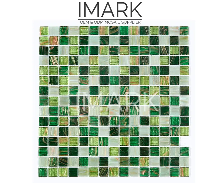 Best Selling Green Goldline Glass Mosaic Tile For Kitchen Backsplash