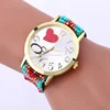 Women Bead Rope Bracelet Watches New Ladies Casual Dress Weave Love Big Number Watch Heart Style Headed Clock