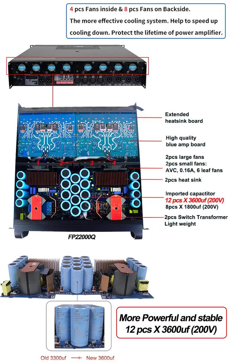 10000 watt power amplifier 4 channels class td professional power