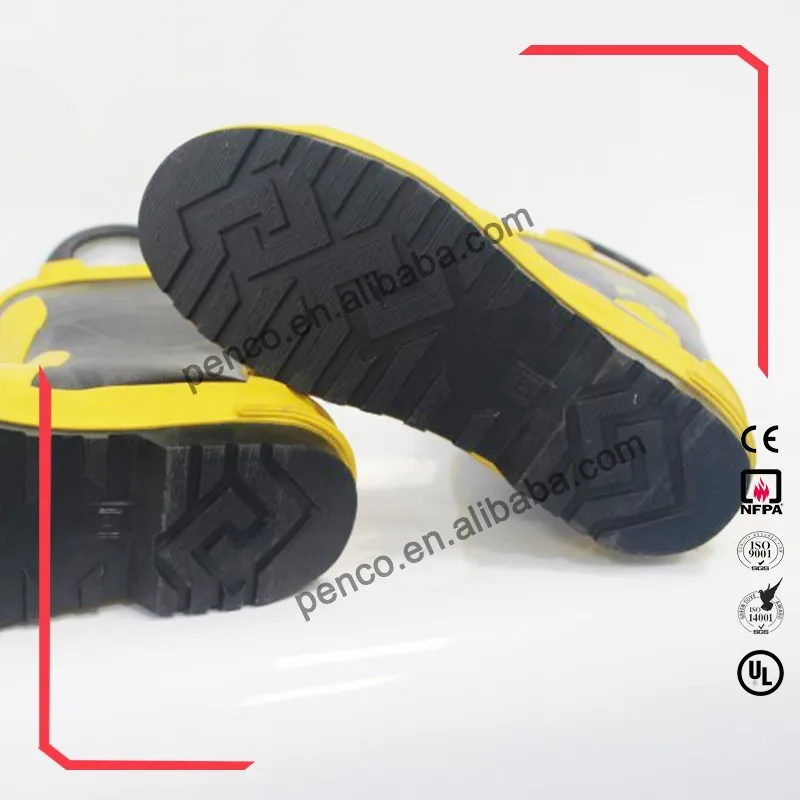 Fire And Rescue Rubber Fire Fighting Safety Boots With Steel Toecap