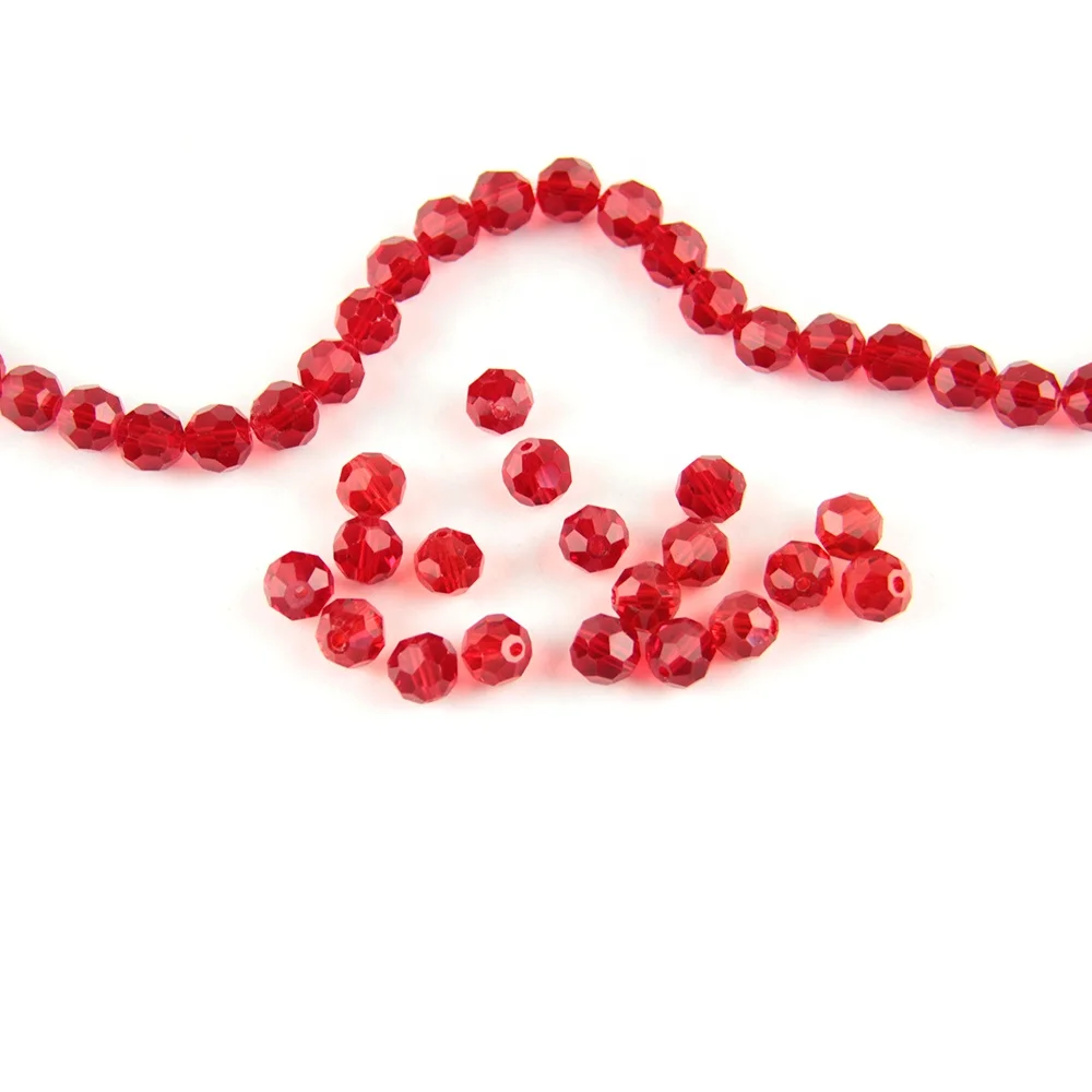 

Red  thirty-two faces round faceted beads for jewelry beads accessories diy hot sale