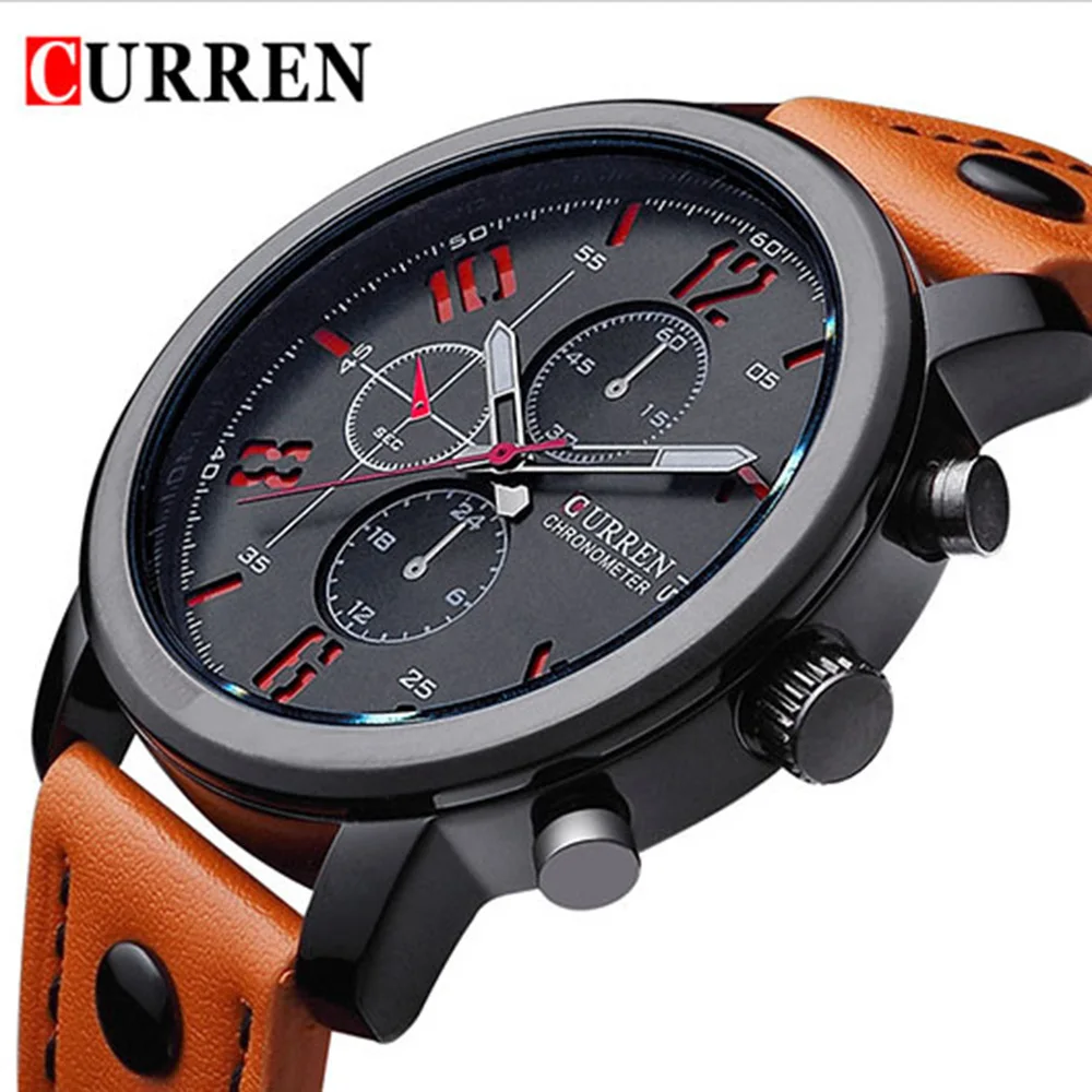 

2016 CURREN Men Watches leather strap Luxury Casual Men Analog Military Sports Watch Quartz Wristwatches Relogio Masculino 8192