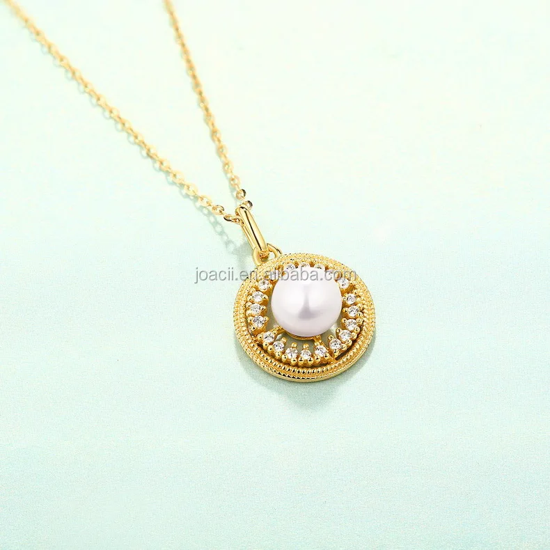 Joacii Women Stylish Pearl Jewelry Natural Pearl S925 Necklace Pendant