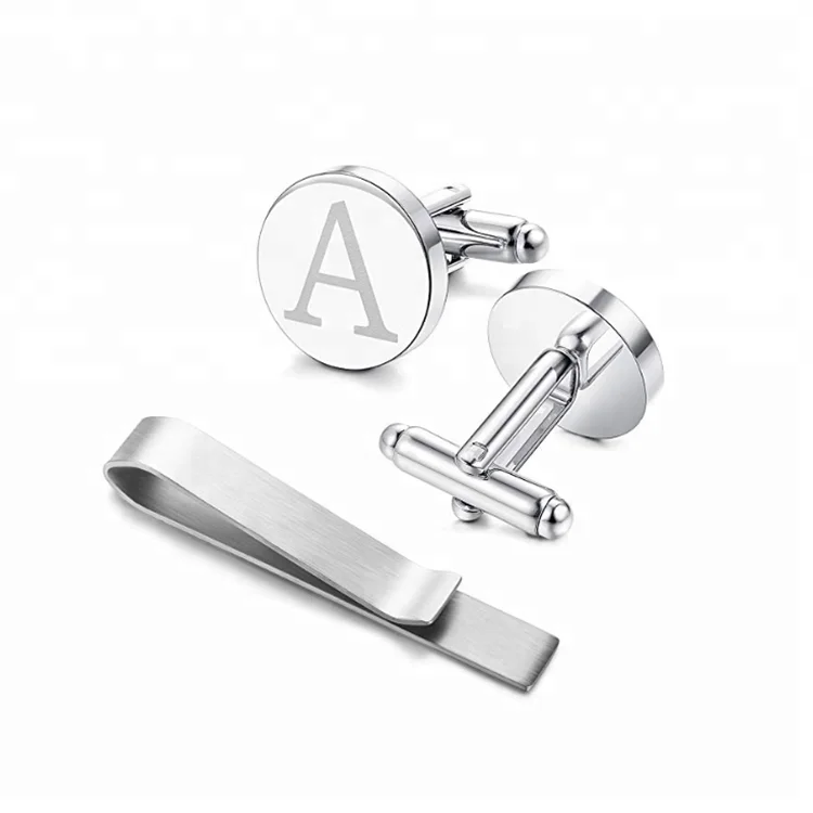 Wholesale Products Initial Stainless Steel Cufflink And Tie Clip Buy