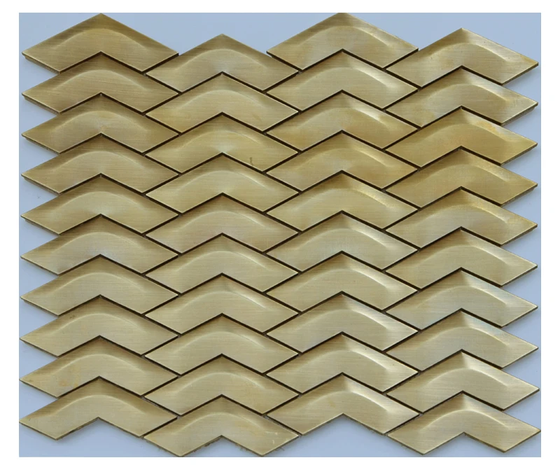 Fashionable factory direct copper gold metal mosaic tile 3D design thick 8 mm brass mosaic for lobby wall decor