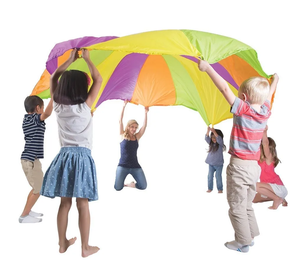 Factory 6 Ft Parachute With 8 Handles Multicolored Rainbow Toy 