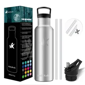 Image of Hot Selling Double Wall Vacuum Insulated Thermal Stainless Steel Water Bottle, Narrow Mouth with Straw Cap