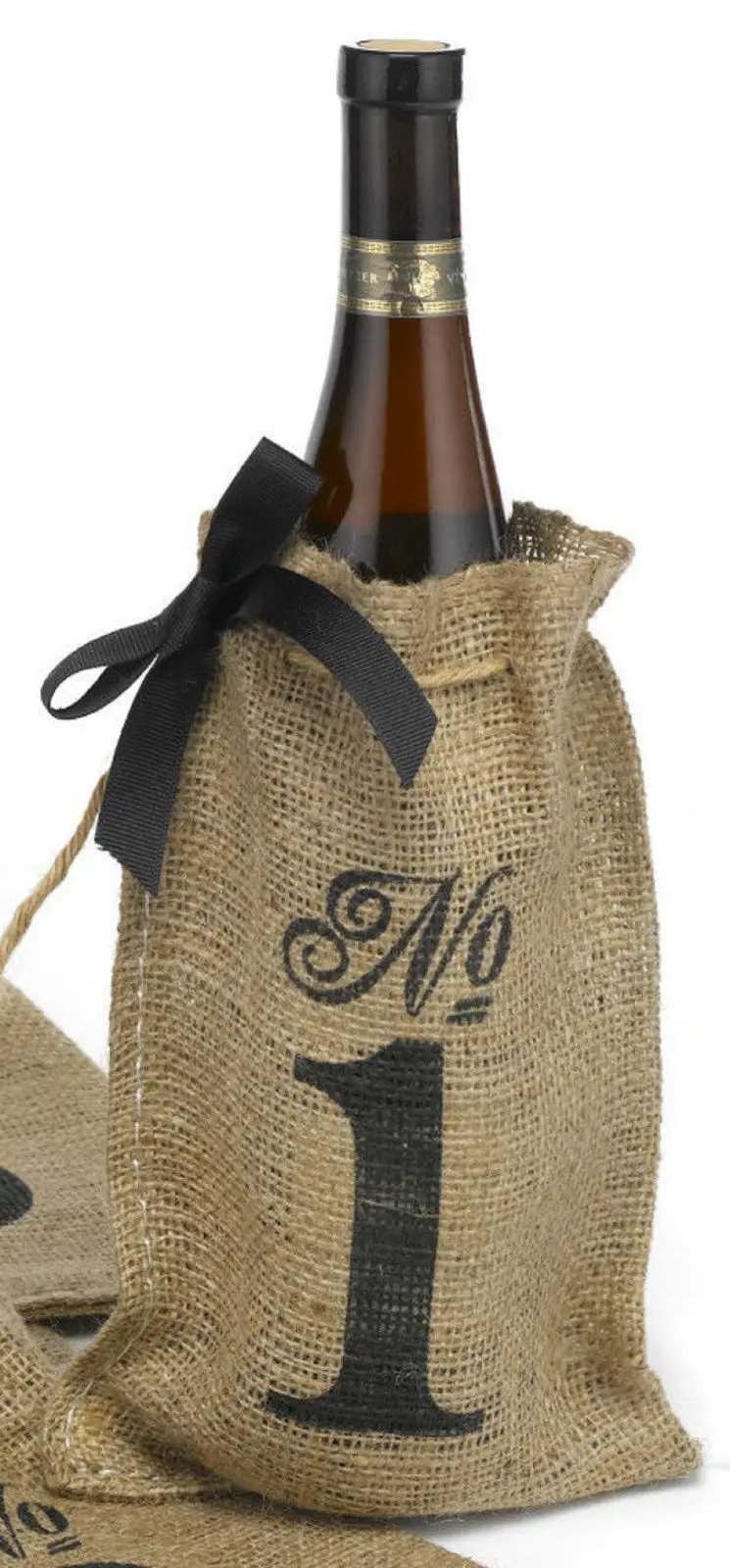 3 X Jute Hessian Rustic Gift Wine Bottle Bag