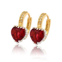 

27887 big heart shape fashion colored red stone huggie earrings