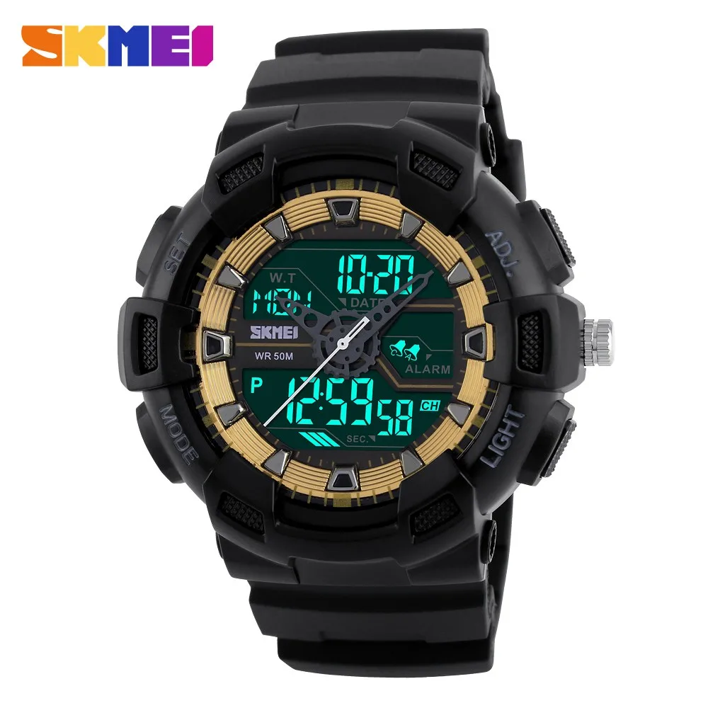 

SKMEI 1189 New Fashion Watch Men Dual Time Digital sports wristwatch LED analog quartz military watches relogio Masculino Reloj