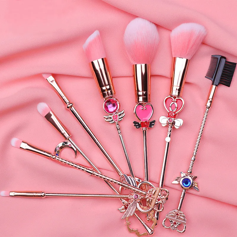 

Moon Makeup Brush Set Portable Metal Blush Brush Eye Shadow makeup brush set with nylon Bag