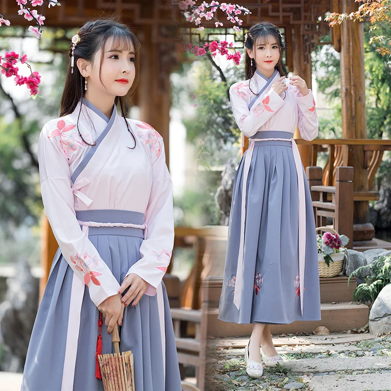 

2018 Winter Hanfu National Costume Ancient Chinese Cosplay Costume Chinese Hanfu Women Hanfu Clothes Lady Stage Dress DL3241