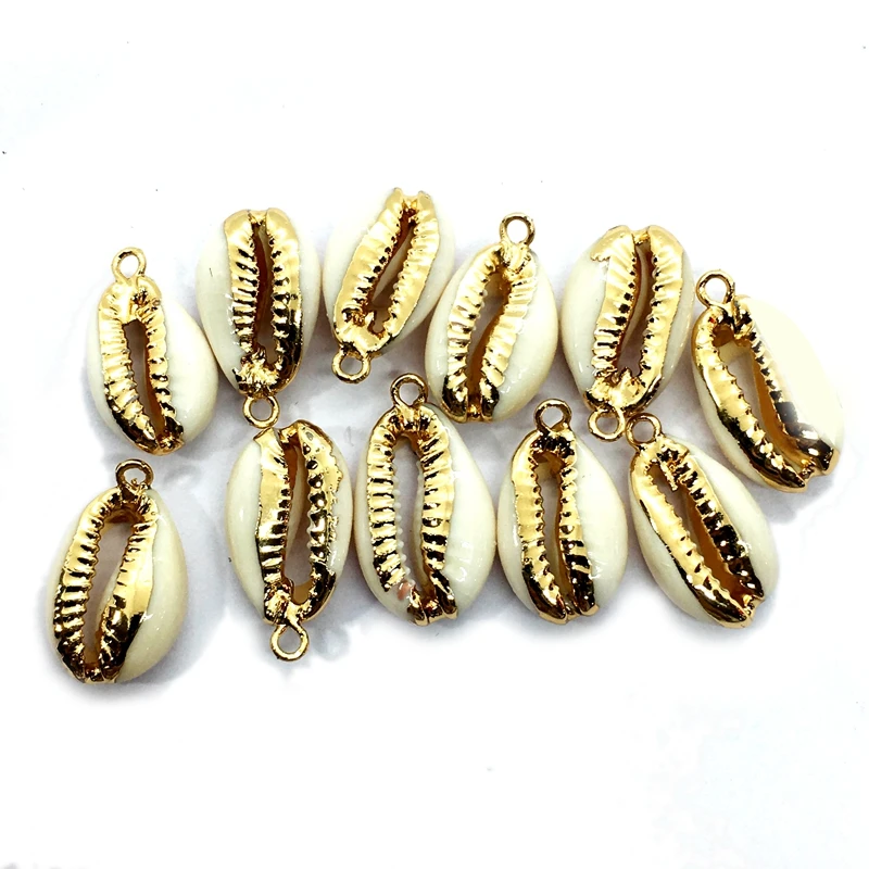 

Gold Plated Cowrie Shell Pendant Natural Seashell beads Money Sea shells Gold Plated Seashell Beach Pendants