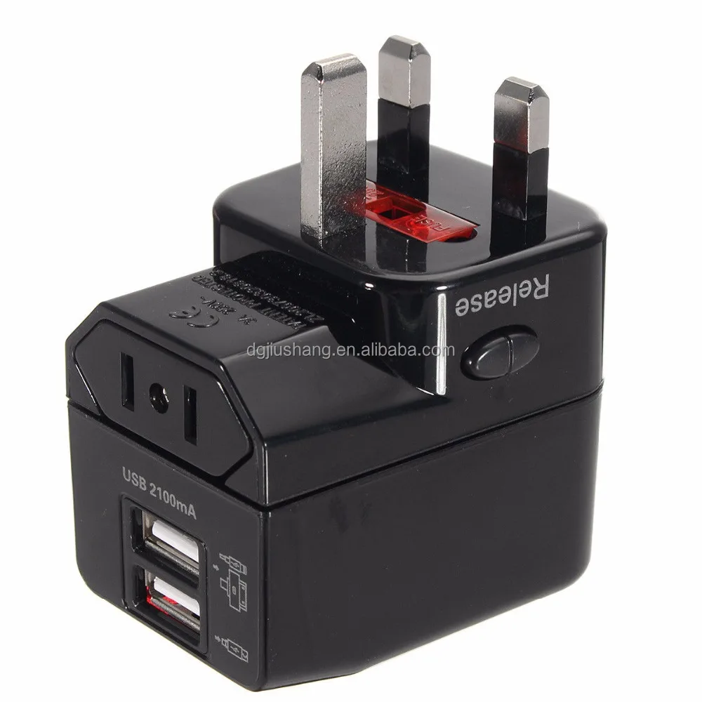 

Manufacturer wholesale portable dual usb universal charger travel adapter 2 usb, Black ,white , pink , green , pantone color