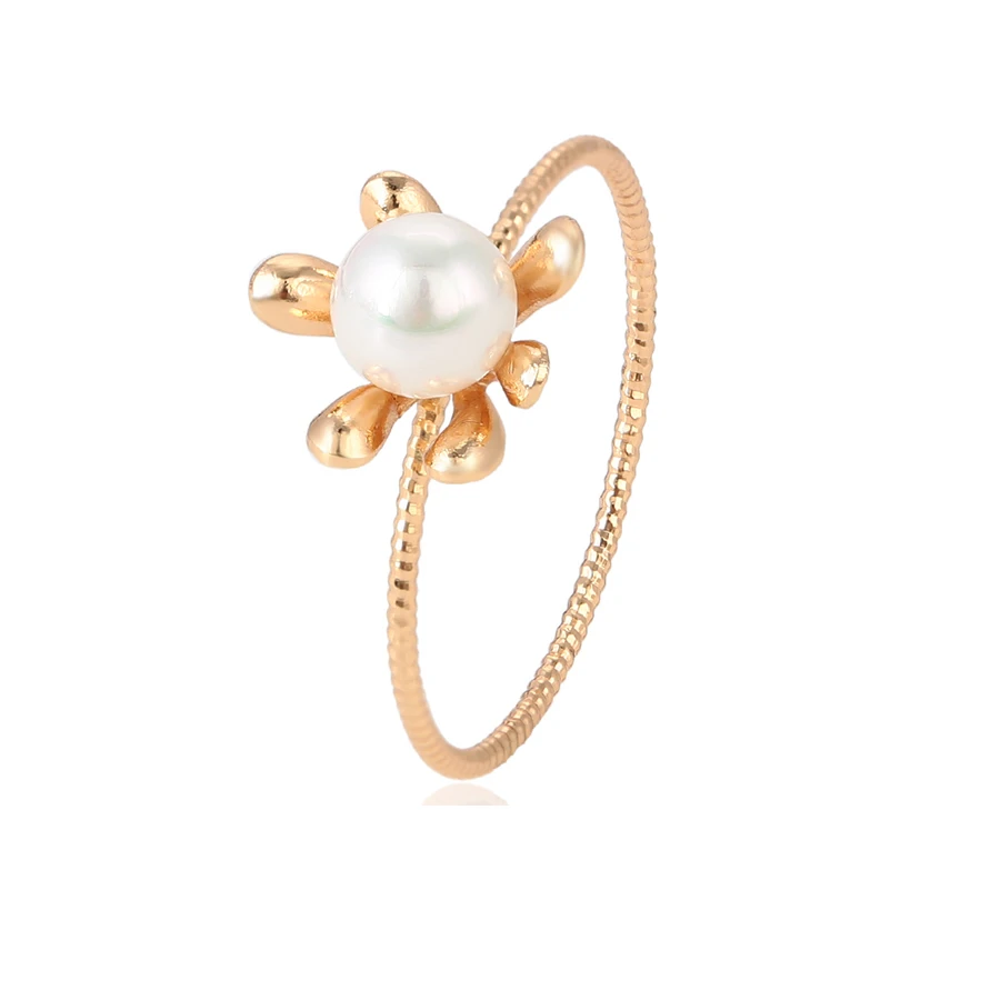 

15433 xuping free sample latest designs with romantic white pearl fancy 18k gold plated finger ring