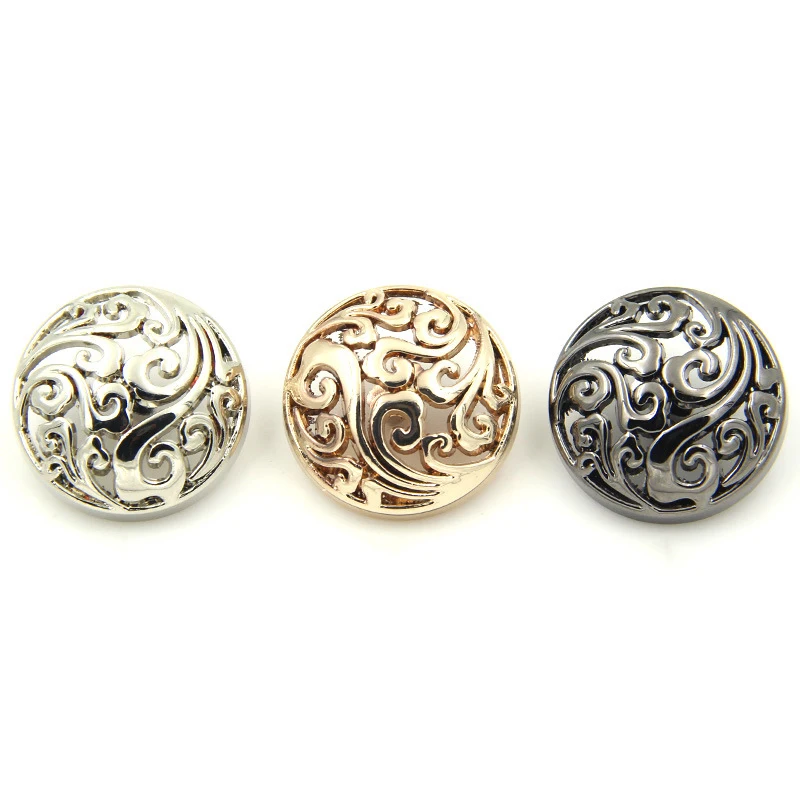 

12.5-25mm Gold Silver Round Hollow Metal Buttons for Sewing Scrapbook Jacket Blazer Sweaters Gifts Crafts Handwork Clothing, Gun black color,gold,silver