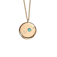 

Hot selling 925 silver disc opal diamond minimalist gold coin necklace