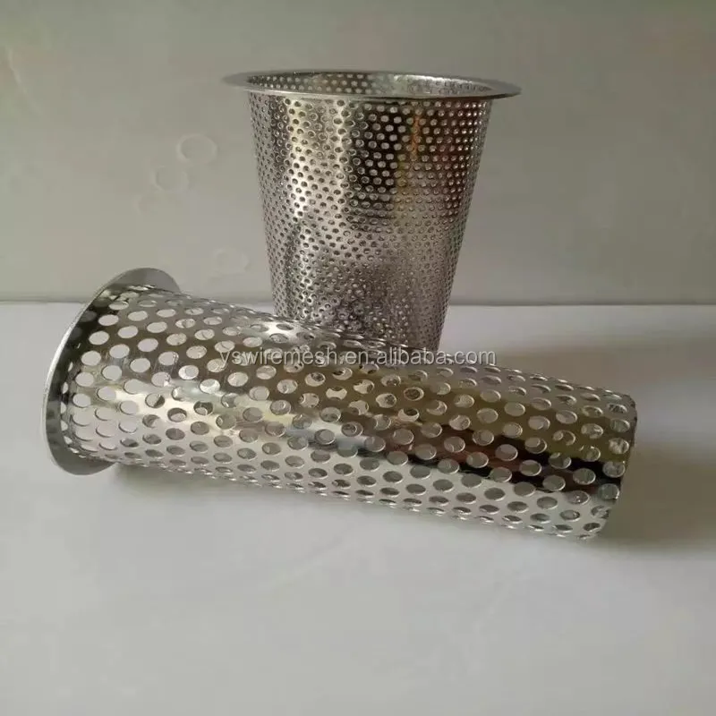 Perforated Wire Mesh Micron Hole Cylindrical Basket Pipe Conical Filter ...