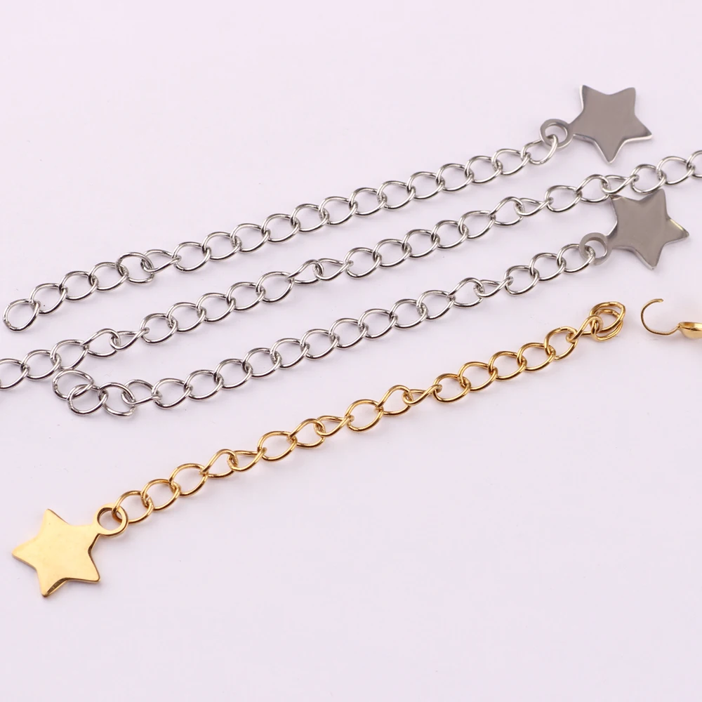 

stainless steel chain extender with star pendant findings for bracelet necklace