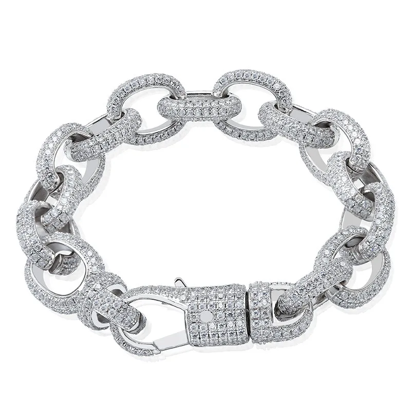 8.37"  925 Sterling Silver skull  link bracelet bangle Jewelry new P1027