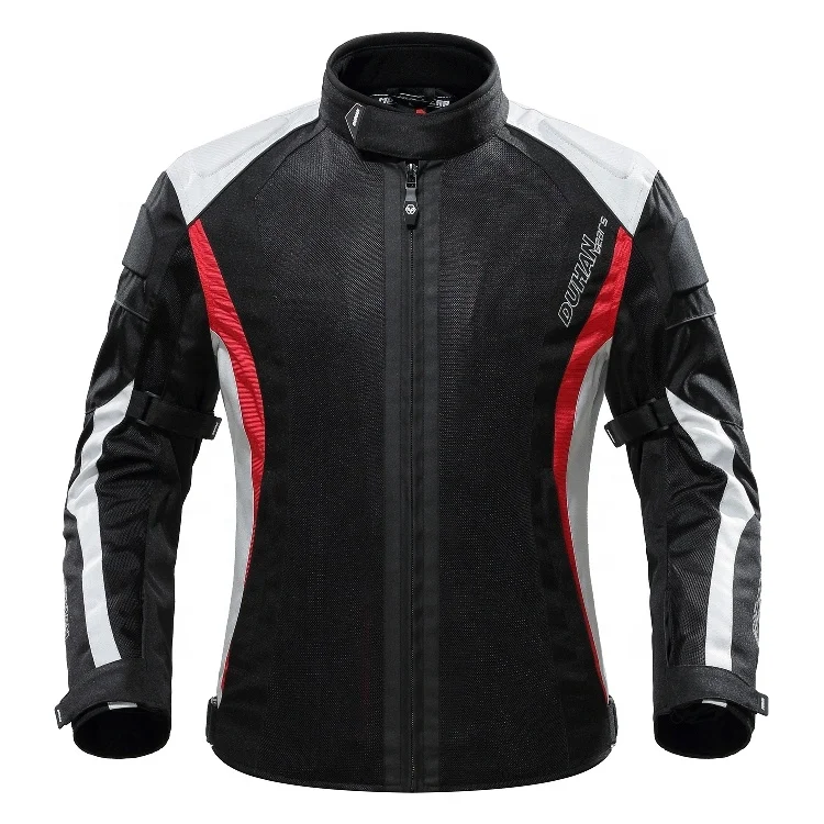 

2019 New Design Breathable Removable Protector Moto Jacket DUHAN Motorcycle Jacket For Summer, Red white , blue white