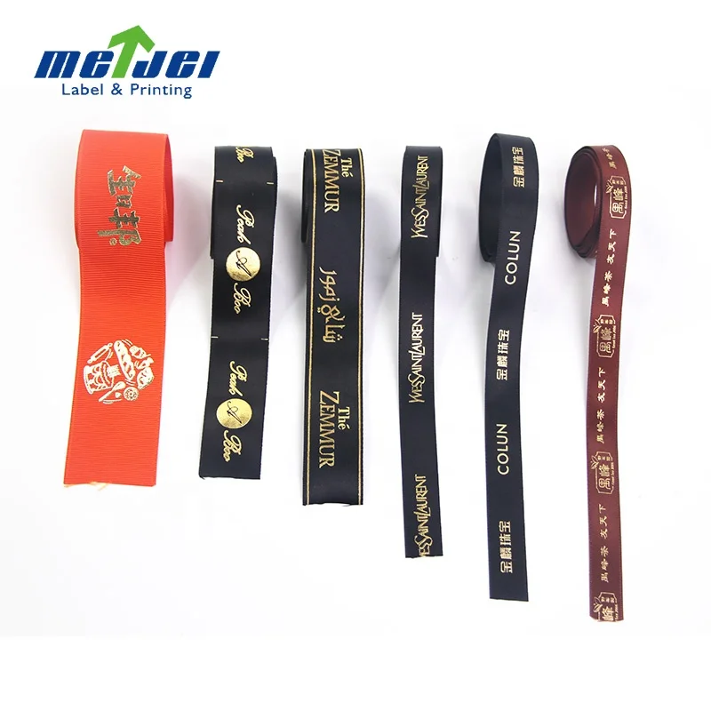 

hot stamping logo print satin ribbon, gift ribbon supplier