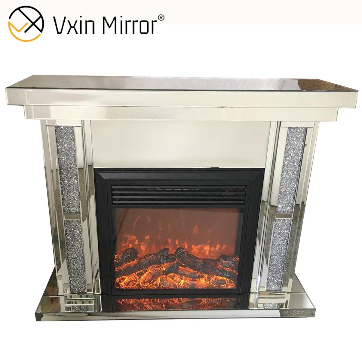 Hot Sell 2020 Wxwf043 Crushed Diamond Mirror Fireplace With Hot Wind