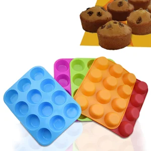 Image of Muffin Pan Silicone Brownie Molds - Cupcake Pan Baking Silicone Molds Set of 3 Food Grade Silicone BPA Free Pinch Test Approved
