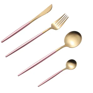 Image of high quality flatware 18/8 stainless steel reusable cutlery knife fork and spoon set