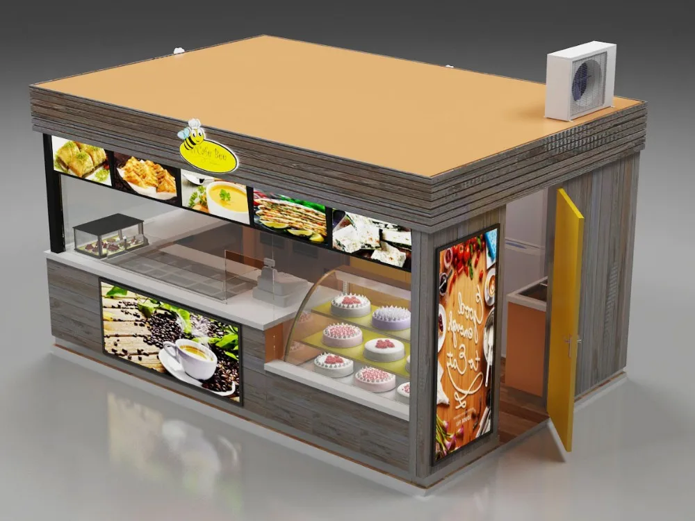 Outdoor Beach Food Kiosk With Refrigerator Air Conditioning High Safety