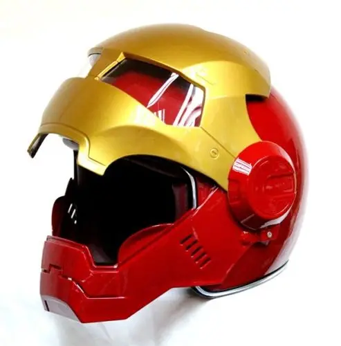 Masei Bike Scooter Moto Red Golden Classic Iron Man Helmet