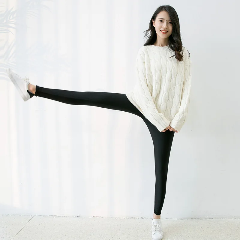 
Winter Women All Sheer Black Big Size Nylon Plus Velvet Pantyhose, Leggings Warm Ninth Plus Tights 