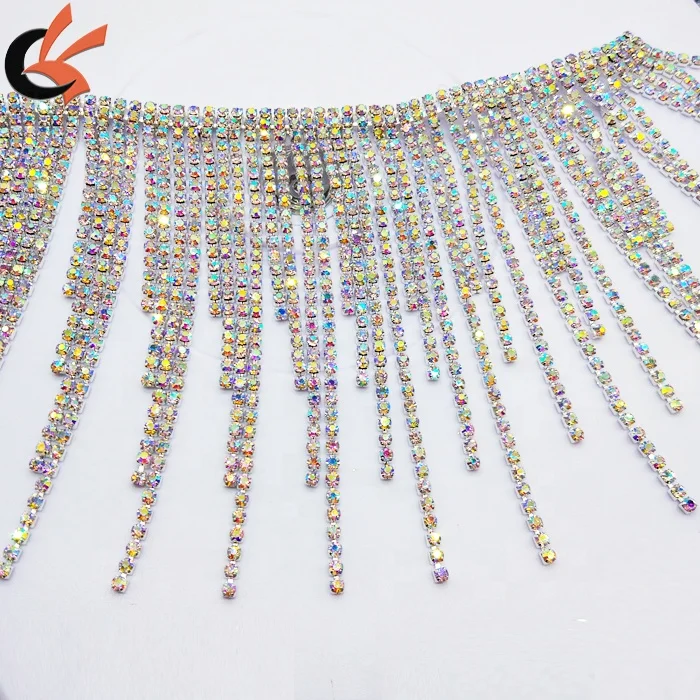 

Wholesale DIY Costume Appliques AB Rhinestone Trim in The Yard