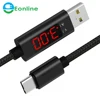 3A USB Type C Cable QC 3.0 Fast Charging LCD Voltage and Current Display Nylon Braided USB C Data Sync Cable