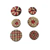 Round shape silk screen printed wood button for scrapbook