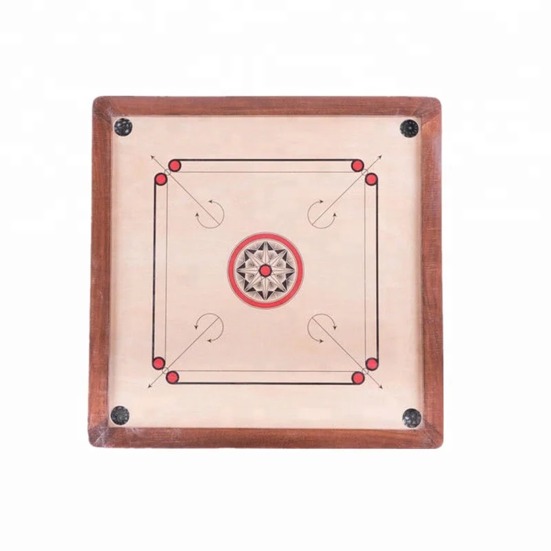 Wooden Carrom Board With Wood Frame Coins & Striker Classic Board Game