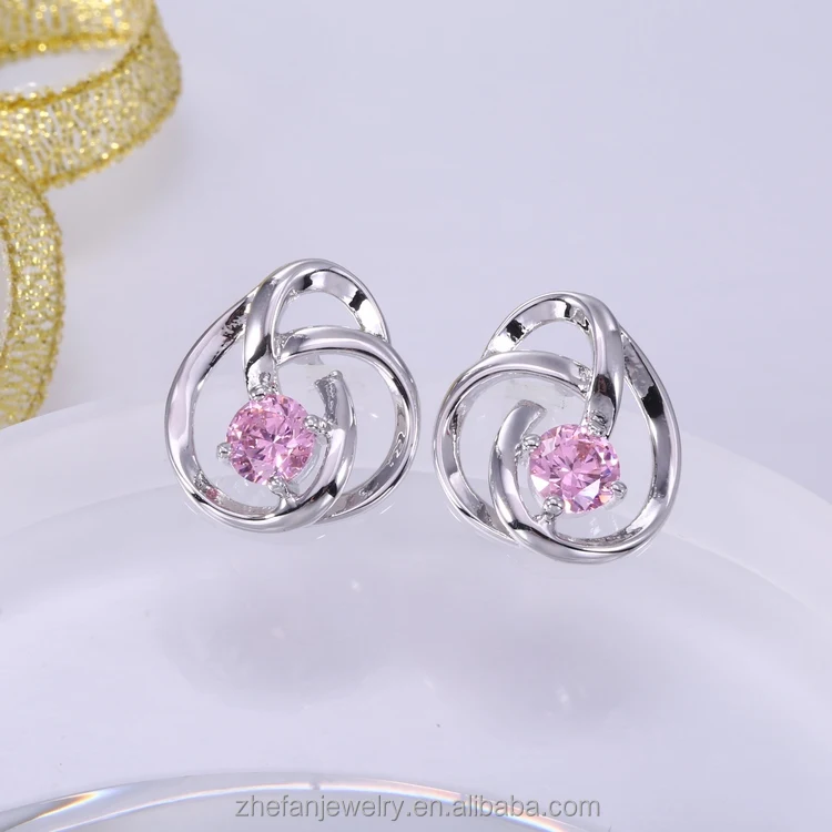 Cheap Price Wholesale Costume Jewelry Pink Zircon Earrings Buy Pink