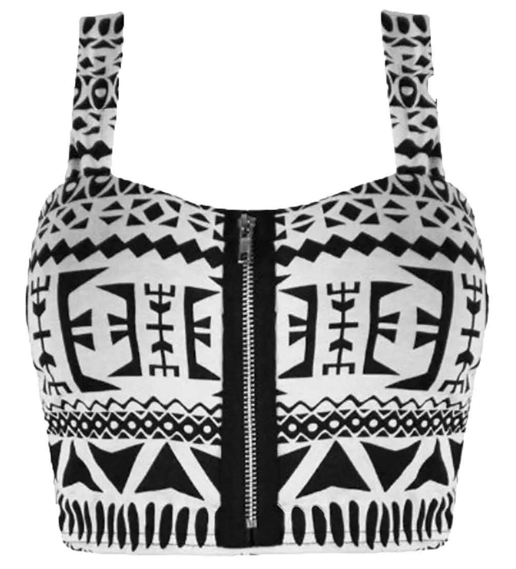 Rimi Hanger Womens Front Zip Padded Boob Tube Bra Top Ladies Fancy Bralet Strap Crop Top Small/Large
