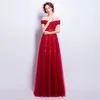 wedding dress mermaid with lace Deep V Neck Sheer Sleeves Red Lace and Satin Ladies Formal Long Fitted Evening Gowns
