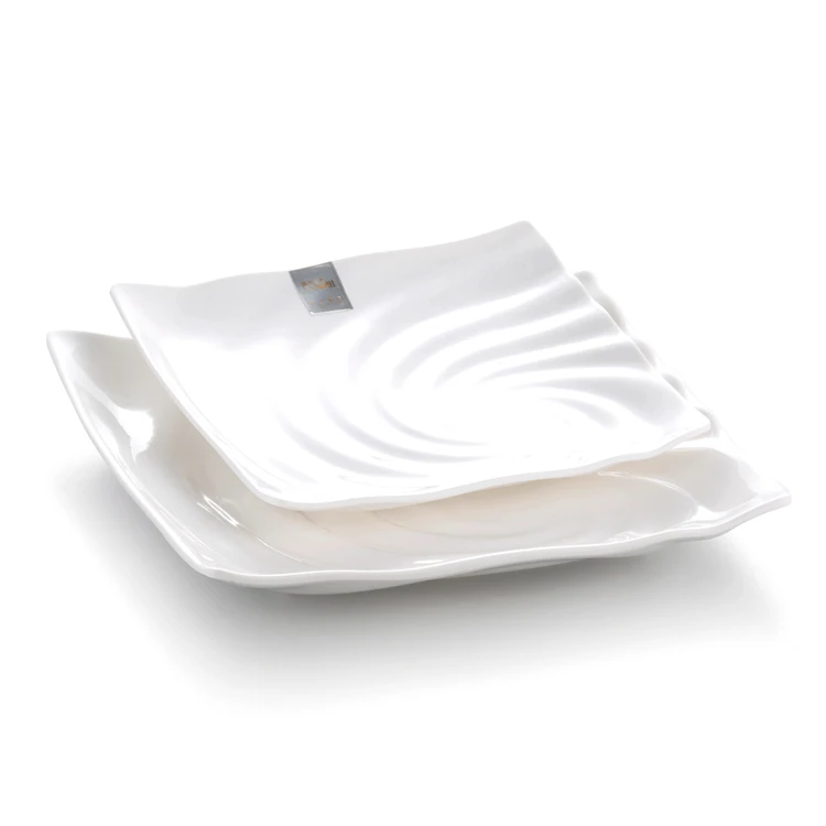 

Custom square melamine white dinner plate for modern restaurant
