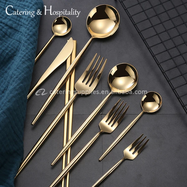 Matte Gold Flatware, Gold Plated Flatware Wholesale, Stainless Spoon and Fork, Knife