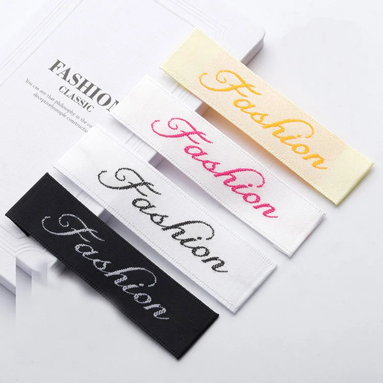

High quality custom logo personalise satin woven tag main label, Custom color