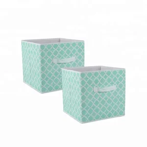 Image of most popular beige square cube non woven foldable bins stackable storage box with handle